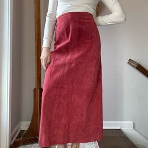 Elegant Burgundy LEATHER Maxi Skirt